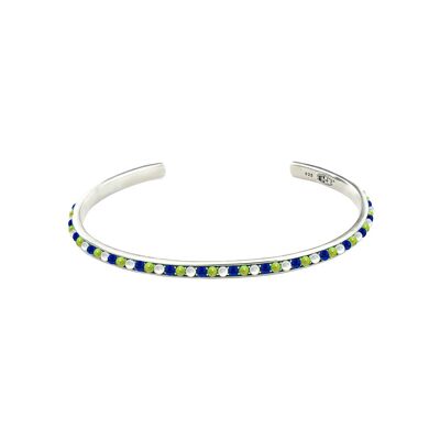 Green Turquoise, Lapis and White Mop -Bangle-9SY-0072