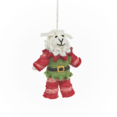 Handmade Felt Elfie Sheep Hanging Christmas Decoration