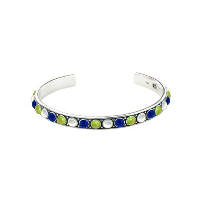 Grüner Türkis, Lapis und Weißer Mop -Bangle-9SY-0079