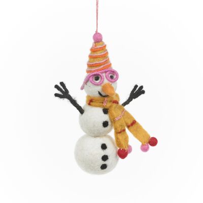 Handmade Felt Betty the Snowman Funky Snowman Hanging Decoration