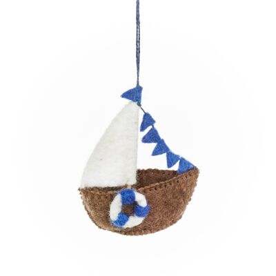 Handmade Felt Seaside Sailboat Hanging Decoration