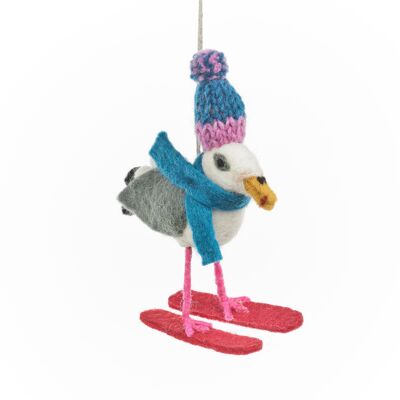 Handmade Felt Ski-Gull Hanging Christmas Seagull Decoration