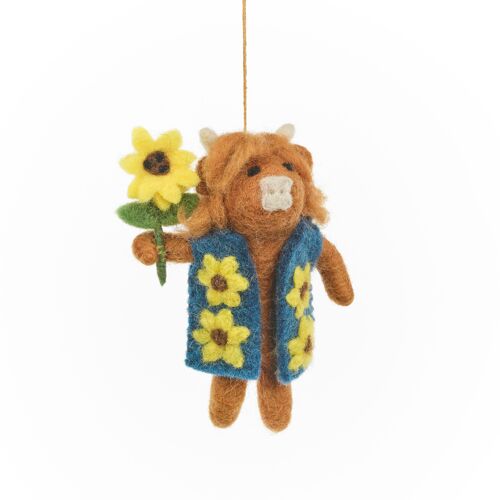 Handmade Felt Harrison the Highland Cow Hanging Decoration