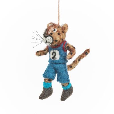 Handmade Felt Running Cheetah Hanging Decoration