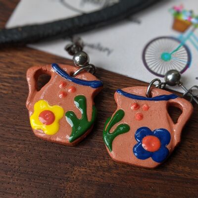 Orecchini Talavera, orecchini in ceramica messicana, orecchini a brocca in terracotta