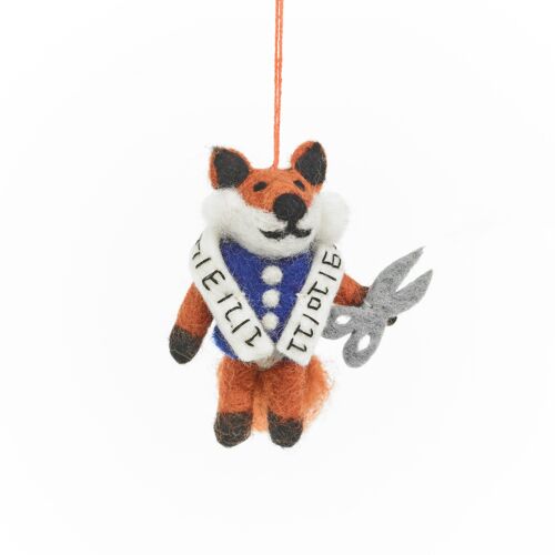 Handmade Felt Tailor Fox Hanging Decoration