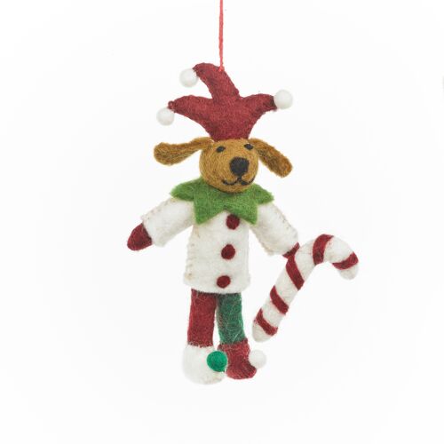 Handmade Felt Jingle Bells Jester Dog Hanging Decoration