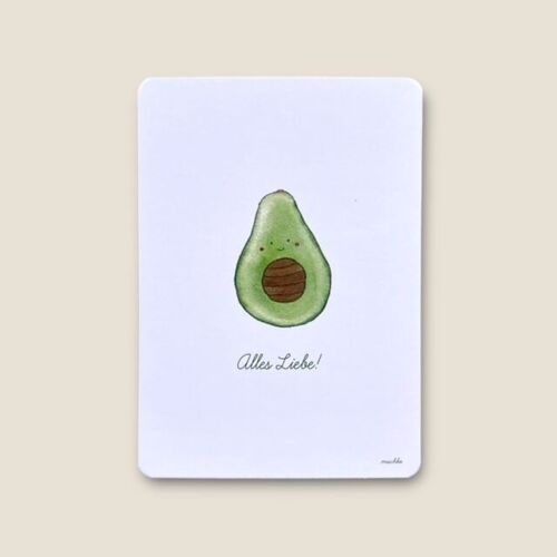 Postkarte Avocado "Alles Liebe"