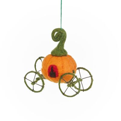 Handmade Felt Pumpkin Carriage Hanging Fairytale Decoration