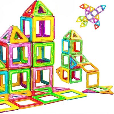 Set di costruzioni magnetiche - Gioco di costruzioni educative 3D per bambini - 56 pezzi