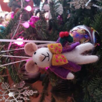 Moustaches de Jingle en feutre faites à la main, décoration suspendue de souris de noël 3