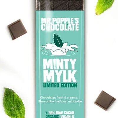 43% Minty Mylk - Barra de chocolate orgánico vegano de edición limitada de 35 g
