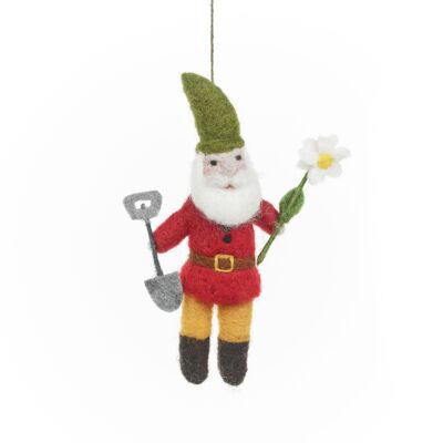 Handmade Felt Gilbert the Garden Gnome Hanging Decoration