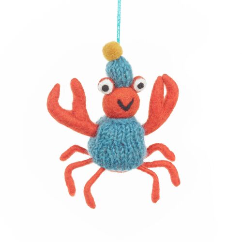 Handmade Felt Sammy Snowcrab Hanging Christmas Crab Decoration