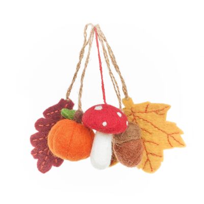 Paseos por el bosque de fieltro hechos a mano (juego de 5) decoraciones otoñales colgantes