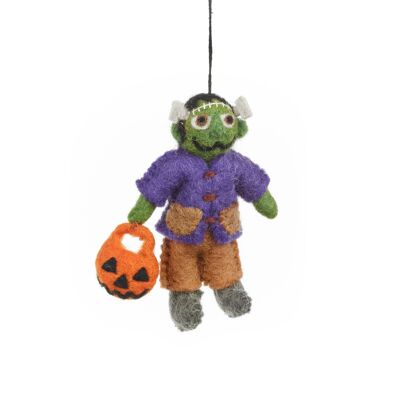 Decorazione di Halloween appesa in feltro fatta a mano di Frankenstein