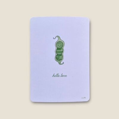 Postcard pea "hello love"