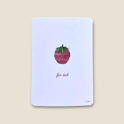 Postcard strawberry "for you"