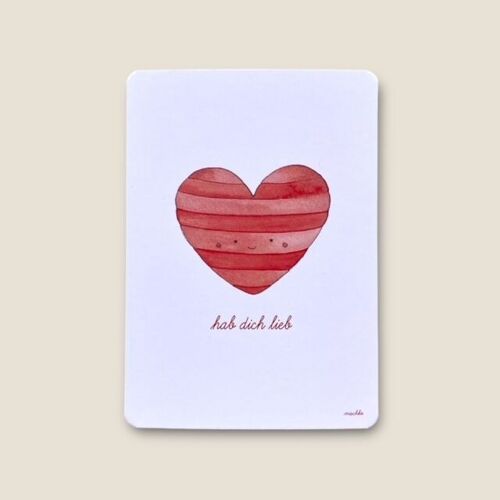 Postkarte Herz "hab dich lieb"