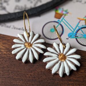 Boucles d’oreilles Daisy, boucles d’oreilles fleurs d’art de canal, boucles d’oreilles fleurs blanches