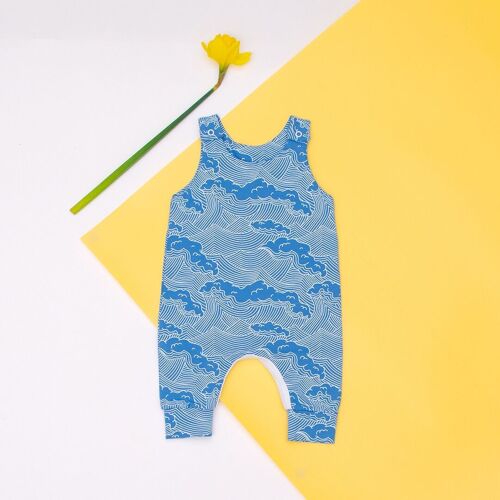 Baby Wave Print Dungarees