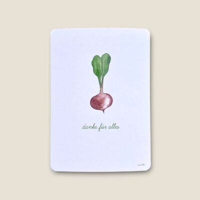 Postcard radishes “thanks for everything”