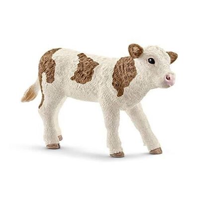 Schleich - Figurina di vitello Simmental francese: 7,5 x 3,5 x 5 cm - Univers Farm World - Rif: 13802