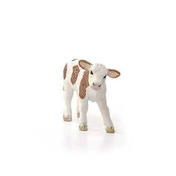 Schleich - Figurine Veau Simmental français : 7,5 x 3,5 x 5 cm - Univers Farm World - Réf : 13802 3