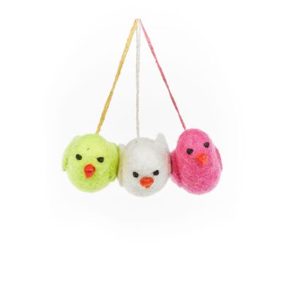 Handmade Felt Neon Easter Chicks (Set of 3) Hanging Decorations