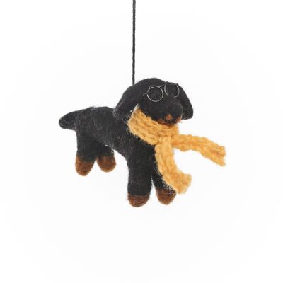 Handmade Felt Douglas the Dachshund Hanging Sausage Dog Decoration