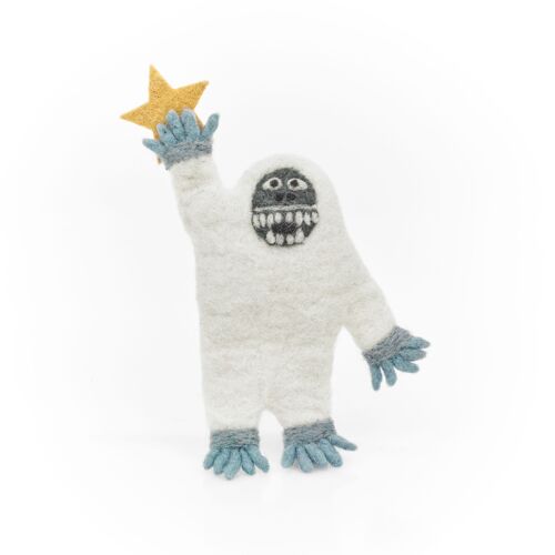 Handmade Felt Festive Yeti Christmas Tree Topper