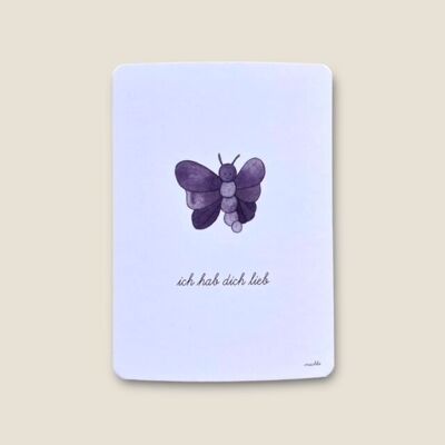 Carte postale papillon "Je t'aime"