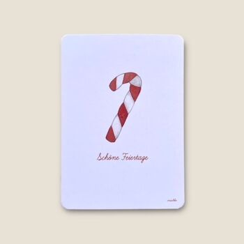 Carte postale Canne en Bonbon "Joyeuses Fêtes"