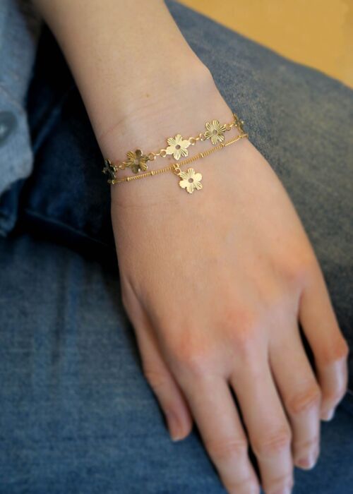 bracelet bouquet de fleur doré fin et léger