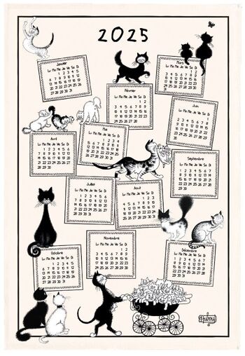 Torchon Dubout Calendrier 2025 Ecru 48 x 72