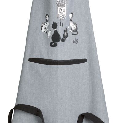 Dubout delantal de cocina reloj gato Gris 72 x 85