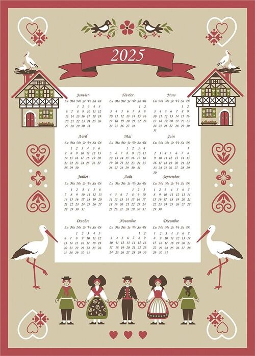 Torchon Calendrier 2025 Hisla Beige 50 x 70