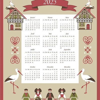 Hisla Beige Kalender 2025 Geschirrtuch 50 x 70