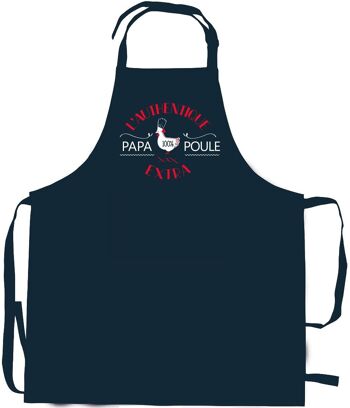 Tablier de cuisine Papa poule recyclé Indigo 72 x 90 1