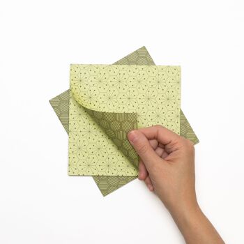 Papier origami pour bricolage de décoration de Pâques - papier craft recto verso vert, papier pliant de 15 cm avec un motif graphique, 25 feuilles - papier recyclé 3