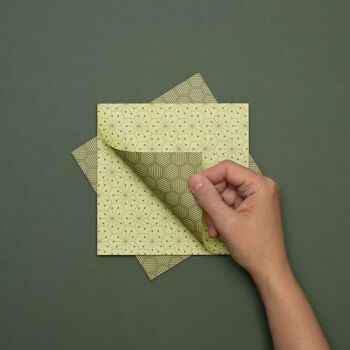 Papier origami pour bricolage de décoration de Pâques - papier craft recto verso vert, papier pliant de 15 cm avec un motif graphique, 25 feuilles - papier recyclé 5