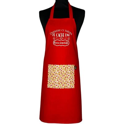 Apron, "Behind this apron hides a wonderful mother" red