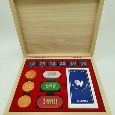 Caja de cartas de madera - Tarot y 120 fichas