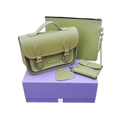 Handmade Leather Midi Collection Gift Set - Sage Green