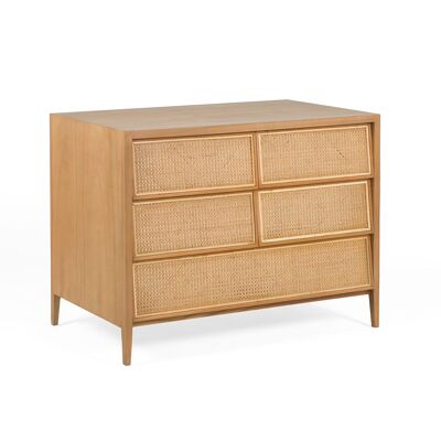 CHEST OF 5 DRAWERS 110X55X80 WOOD/NATURAL RATTAN TH7646803