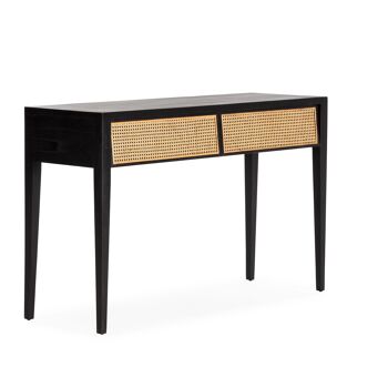 CONSOLE 140X45X87 BOIS NOIR/ROTIN NATUREL TH7647416 1