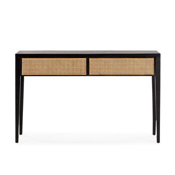 CONSOLE 140X45X87 BOIS NOIR/ROTIN NATUREL TH7647416 3