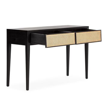 CONSOLE 140X45X87 BOIS NOIR/ROTIN NATUREL TH7647416 4