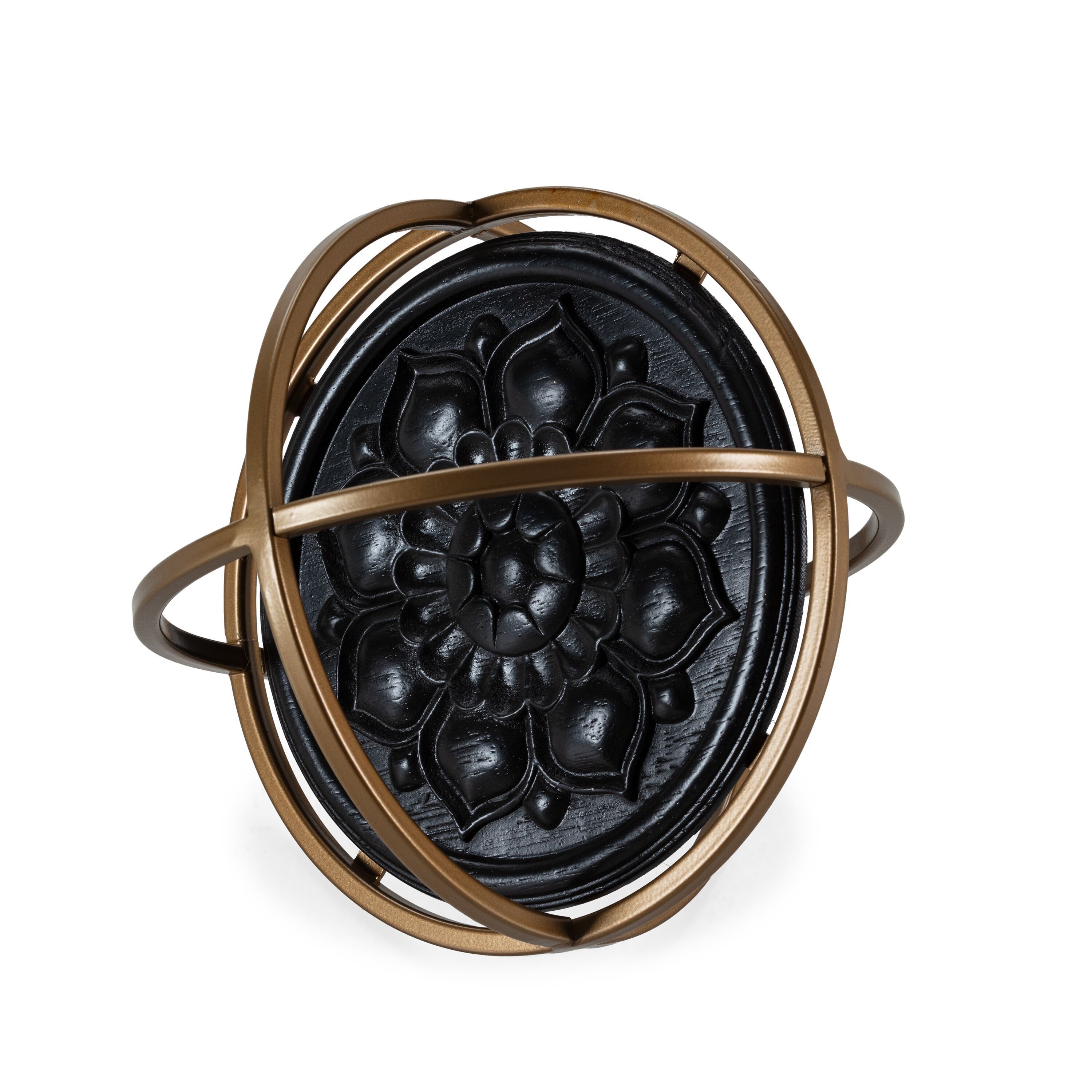 FIGURA 22X22X22 METALLO ORO/LEGNO NERO TH1340200