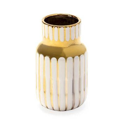 VASE 14X14X25 CERAMIC WHITE/GOLD TH1989000